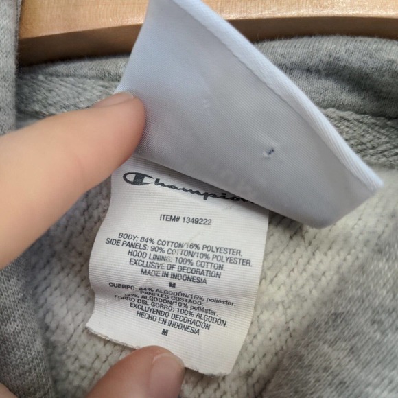 Champion Reverse Weave Men's Hoodie Gray Medium Pullover Long Sleeve Pockets - Picture 11 of 14